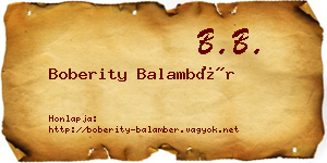 Boberity Balambér névjegykártya